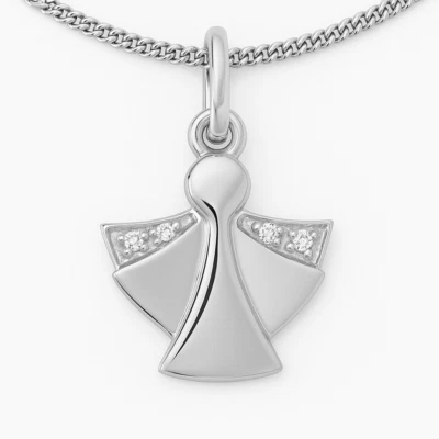 FACHHANDEL-DIREKT Anhänger Kette Baby Taufe Kinder Kommunion Schutz Engel offene Flügel Silber 925