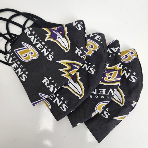 NFL Baltimore Ravens Logo Face Mask Black, Gold, Purple & White Medium Size 4 Pk - Imagen 6 de 7