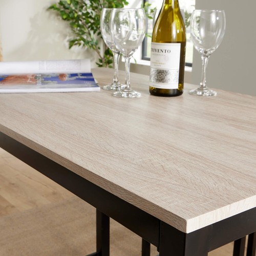 Industrial 5Piece Dining Set with Metal Frame Light Oak MDF Compact Space Saving - Picture 6 of 7
