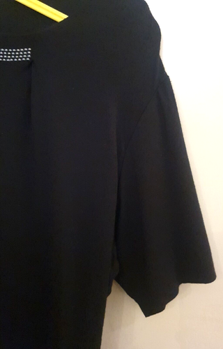 MARINA RINALDI: Black, Loose-Fit T-Shirt/Camseta/Blouse/Top. XL 14. Beads - Picture 5 of 8