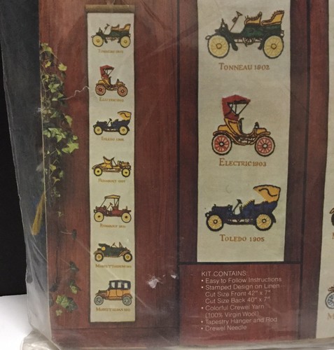 Vintage AVON Creative Needlecraft Coches Vintage Colgante de Pared Bordado Crewel - Imagen 3 de 5