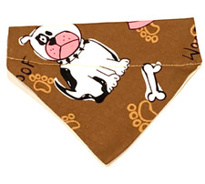 Over Collar Slide On Pet Dog Cat Bandana Scarf BULL DOG  SMALL