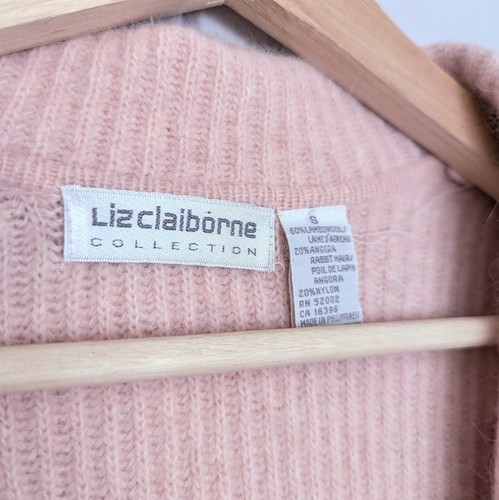 Vintage 90s Liz Claiborne Collection Lambswool Angora Soft Shawl Collar Cardigan - Picture 2 of 4
