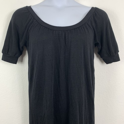 Vintage House Dress Nightgown Knee Length Short Sleeves Black Michael Stars OS - Picture 3 of 5