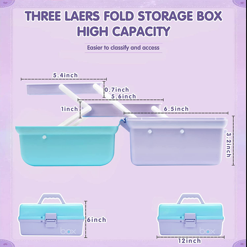 12In Three-Layer Multipurpose Storage Box Organizer Folding Tool Box/Art & Craft - Picture 2 of 6