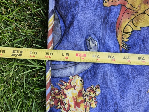 Vintage Dinosaur Queen Size Comforter Reversible To Stripes T-Rex Blue - Picture 3 of 6