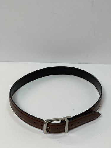 Chaps Reversible Leather Belt Boys Large30-32 Brown/Black Silver Buckle - Picture 5 of 7
