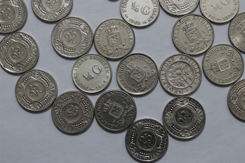 🧭 🇧🇶 ANTILLAS HOLANDESAS 1/4 FLORÍN PLATA + 25 CENTAVOS COLECCIÓN B66 #464 - Imagen 6 de 7