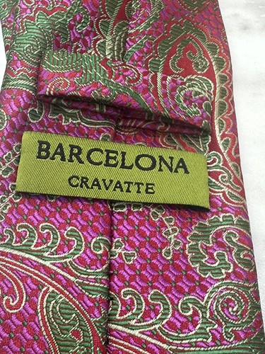 BARCELONA CRAVATTE Herren Krawatte mit Taschentuch; Mehrfarbig, Paisley, 3" - Bild 8 von 9