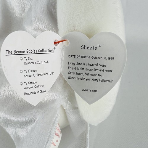 Ty Beanie Baby Sheets the Ghost with Tags Halloween Ghost Plush Halloween - Picture 7 of 11