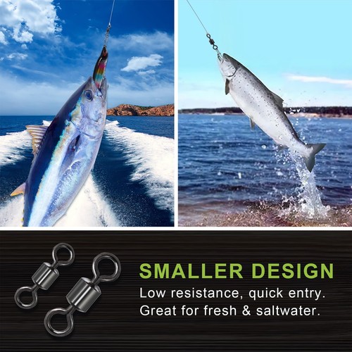 50/200p Rolling Barrel Swivel 17lb-335lb Fishing Swivels Solid Ring #1-#12,1/0-6 - Picture 8 of 8