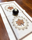 Table Top Runner Topper Decorative Linen Crochet Thanksgiving Arlette Hand Made