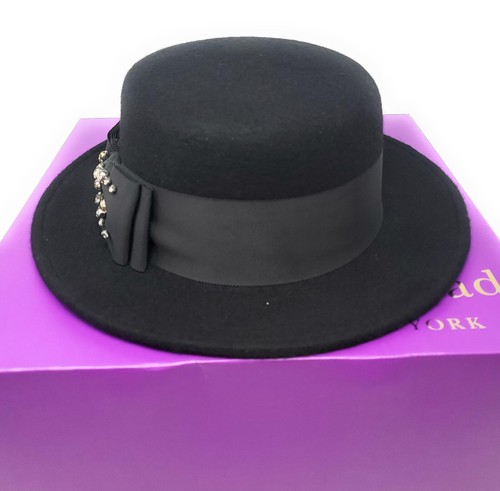 Kate Spade New York Jewelled Boater Fedora Wool Hat, Black, NWT - 第 3/4 張圖片