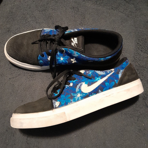 Nike SB Kids Black & Blue Floral Satire Paisley Canvas--Size 7Y - Picture 4 of 6