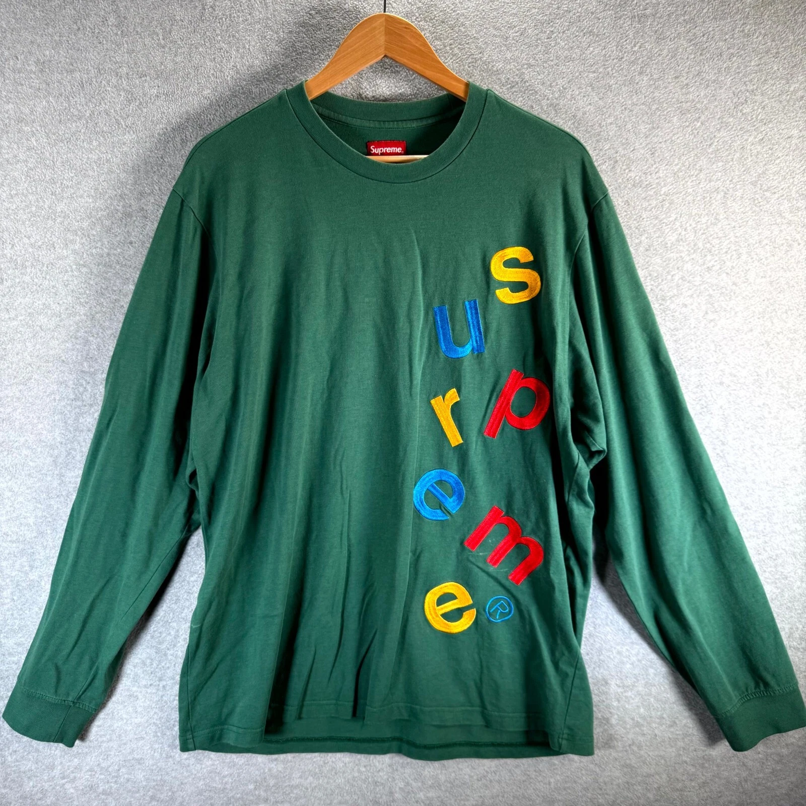 T shirt Supreme Homme Grand Vert 100% Coton Logo Éparpillé Col Rond Pull