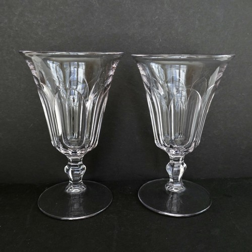 Victorian Manganese Dioxide Lavender Wine Set 2 Gasses Paneled Knob Stem Antique - Picture 1 of 4