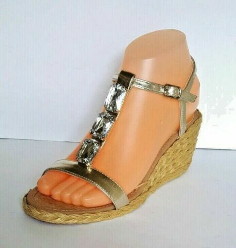 ralph lauren gold wedge sandals