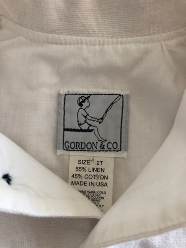 Boys linen shorts & shirt set Gordon & Co. size 2 navy & white sailor - Picture 5 of 12