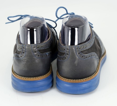 Donald J. Pliner Women's 7M Handsome Dark Blue Suede and Leather Wingtip Shoes - Picture 7 of 10