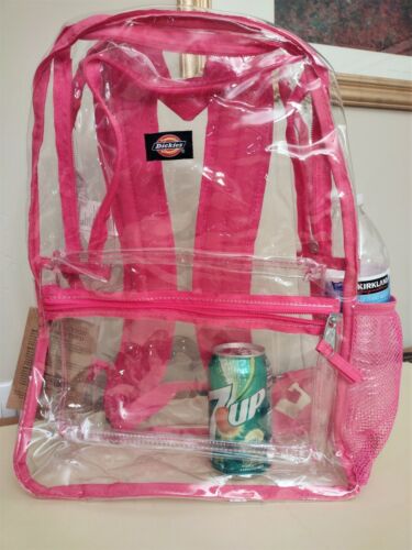 Dickies Backpack Clear Shocking Pink Student School Stadium Concerts - Picture 17 of 17