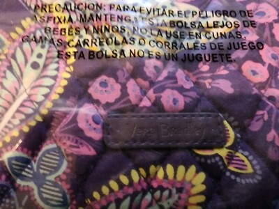 New Open Pk Vera Bradley J99 Tablet Sleeve Purple Zip Universal Lined Cotton Mix