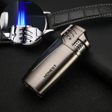 Metal Windproof Pocket Cigar Lighter Jet Blue Flame Torch Lighters