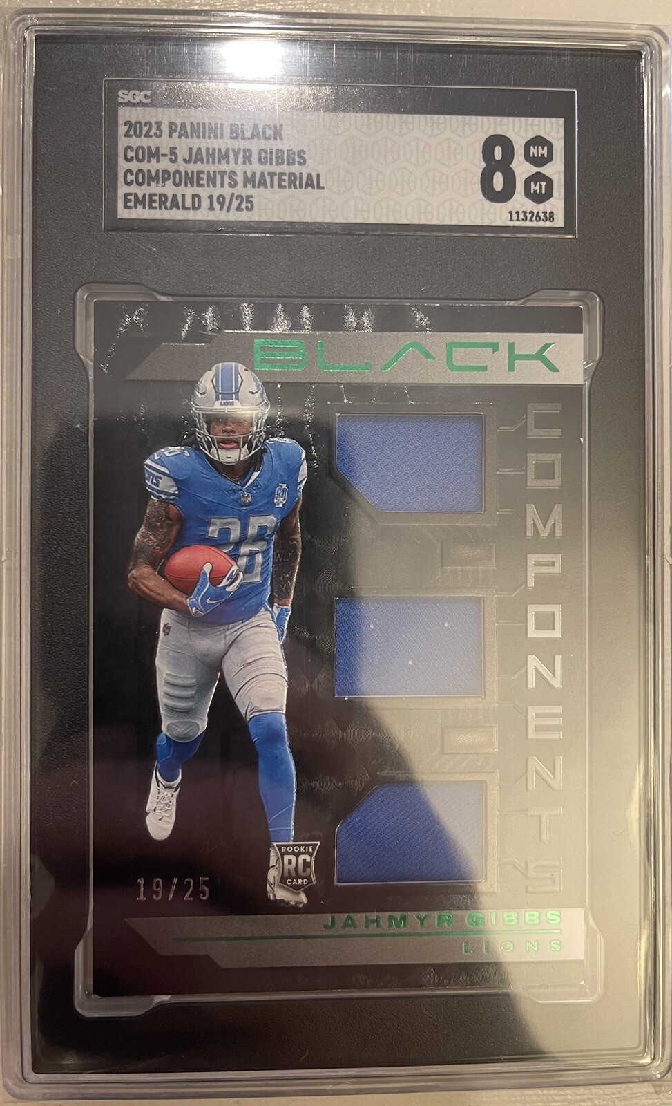Jahmyr Gibbs Panini Black Components Relics #COM5 Base