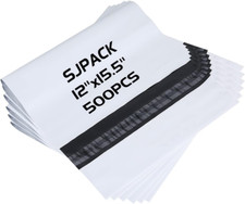 12X15.5-Inch Poly Mailers Envelopes Bags, 2.5 Mil White Shipping Bags (500 Bags)