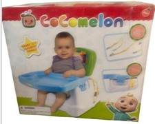 CoComelon Booster Seat with Tray   Portable Toddler Chair for Dining Blue