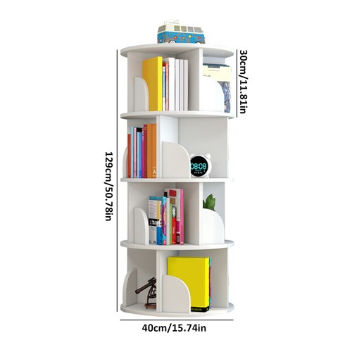4 Tier 360° Rotating Bookshelf Tower Bookcase Storage Shelf/Display Rack New - Picture 5 of 6