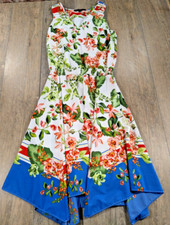 Tommy Hilfiger Dress Womens 8 Multicolor Floral Print Asymmetrical Midi Fairy