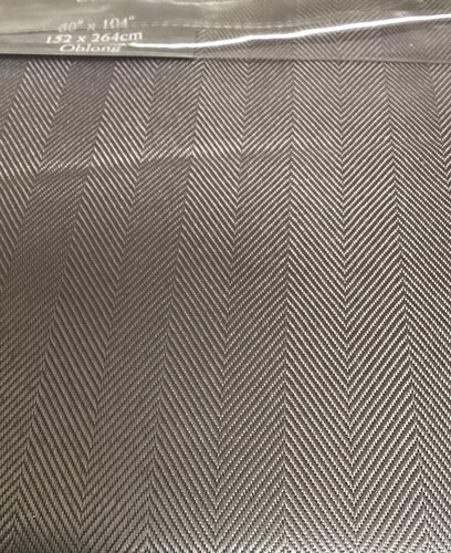 Spillproof Tablecloth Oblong Silver Gray Herringbon Benson Mill Rosedale 60x104 - Picture 9 of 9