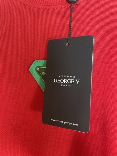 Avenue George V Paris GV Men's Red Sweatshirt Sweater Crewneck Embroidered NWT - Picture 5 of 9