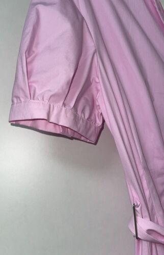 ZARA PINK SHORT PUFF SLEEVES JOHNNY COLLAR COTTON POPLIN SHIRT DRESS SIZE M NEW - Picture 4 of 11