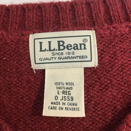Suéter LL Bean Cuello en V 100% Lana Shetland Patrón Diamante Rojo Para Hombre Grande - Imagen 4 de 7