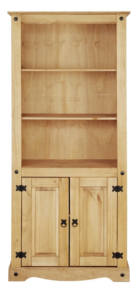 Corona Pine Bookcase 2 Door Display Unit Cupboard Mexican Solid Pine, Wax - Image 2 of 4