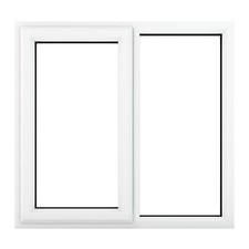 PVC Double Glazed Window Glass & Frame A Rated LH Side Hung & Fixed LH Crystal