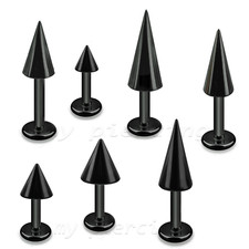 PAIR 14G Anodized 316L Surgical Steel Spike Chin Labret Monroe Tragus Piercing