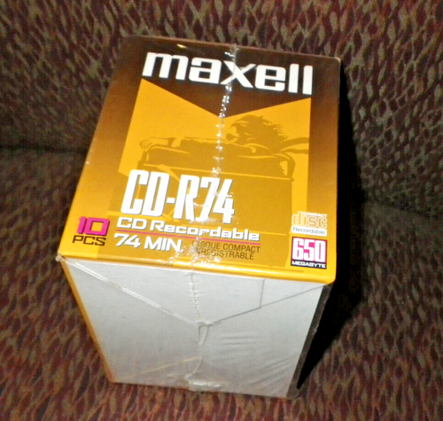Vintage 2000 Maxell CD-R74 CD Record-able,650 Megabyte,74 Minute, (10-Pack) NEW - Picture 2 of 7