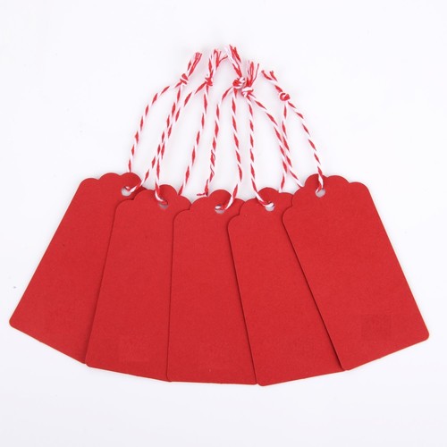 50/100 Christmas Kraft Paper Gift Tags Price Wedding Scallop Label Blank Luggage - Picture 13 of 18