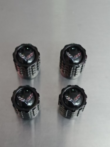 4PCS Metal Car Tire Valve Caps Valve Stem Cover Compatible with Corvette Black 5 - Picture 10 of 13