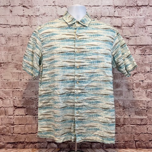 Camicia uomo Tasso Isola d'Elba blu misto lino tropicale manica corta con bottoni M