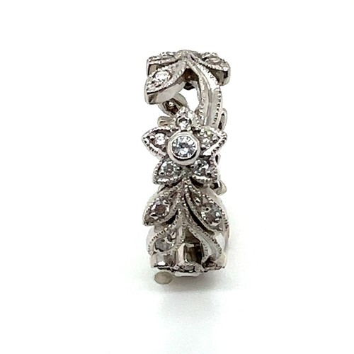 Estate 0.96ctw Diamond 18K PD White Gold Floral Eternity Band Ring Sz 8.5 - Picture 3 of 9