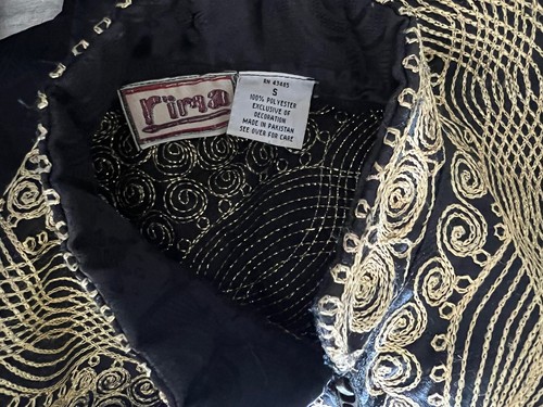 Vintage Rima Black Gold Embroidered Pakistani Moroccan Caftan Robe Size Small S - Picture 6 of 6