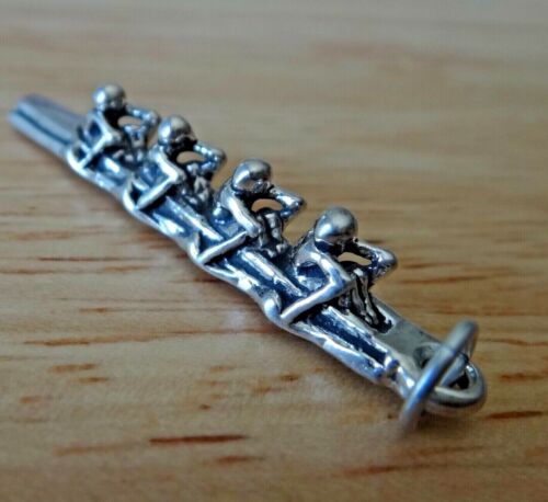 3D Sterlingsilber 35x5mm Sculling Ruderer Ruderteam Crew Charm - Bild 2 von 4