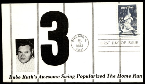 1983 Babe Ruth FDC Awesome Swing Popularized the Home Run Booknight Cachet - Picture 1 of 2