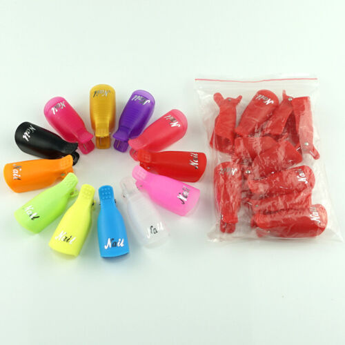 10-20Pcs Silicone UV Gel Polish Remover Wraps Soak Off Cap Clip Nail Art Tool US - Picture 3 of 22