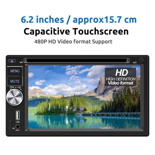 Apple CarPlay DVD/CD Car Stereo Double 2 DIN Touch Screen Head Unit SWC +MIC&CAM - Picture 4 of 15