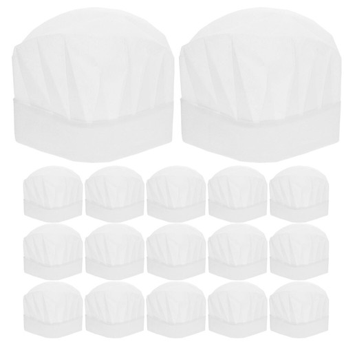 Sombrero de chef de papel de 20 piezas sombreros desechables para niños arnés de cocina para hombre de trabajo