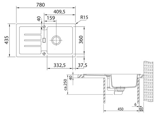 Franke Strata STG 614-78 Steingrau Fragranitspüle Küchenspüle Spülbecken Einbau - Bild 4 von 4